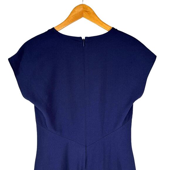 Tahari ASL New Women's V Neck Front Twist Dress Navy Blue 4 Minimalist Classic - Picture 5 of 12